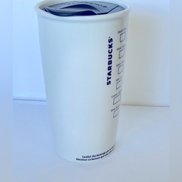 Starbucks Travel Mug Glossy White EUC 11oz - Picture 5 of 13